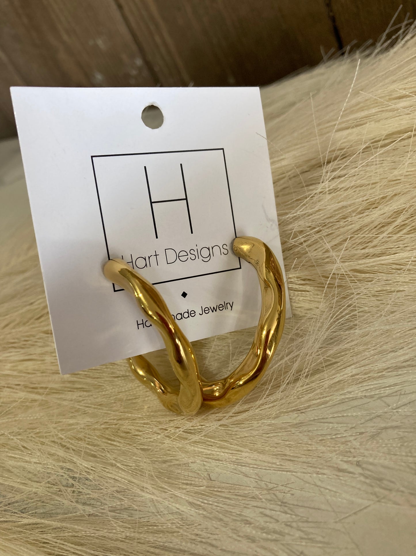Hammered Textured Gold Hoops