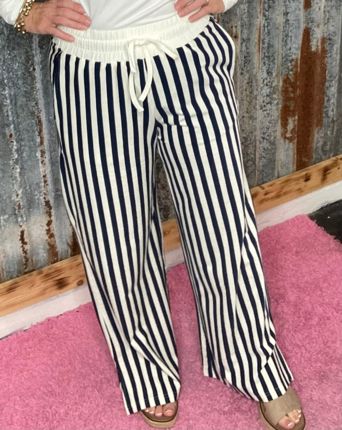 Navy Striped Pants