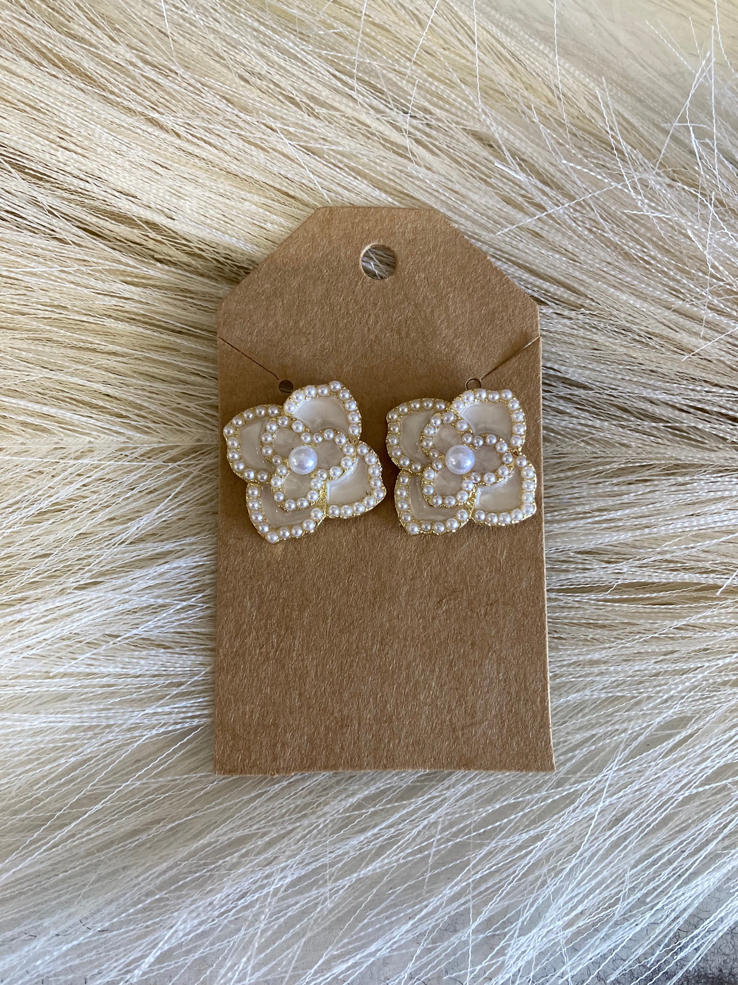 Pearled Flower Stud Earrings