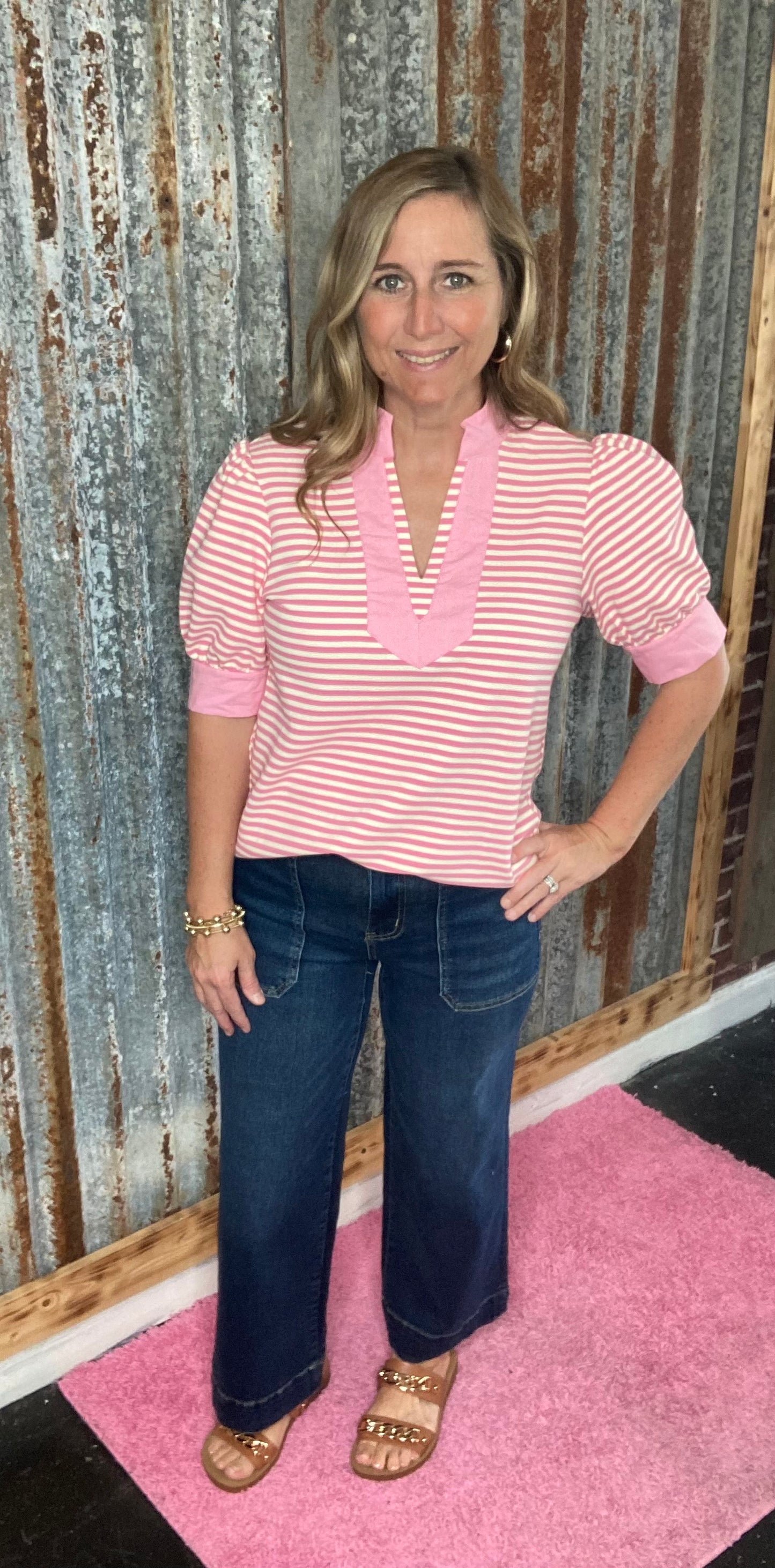 Pink Striped Top