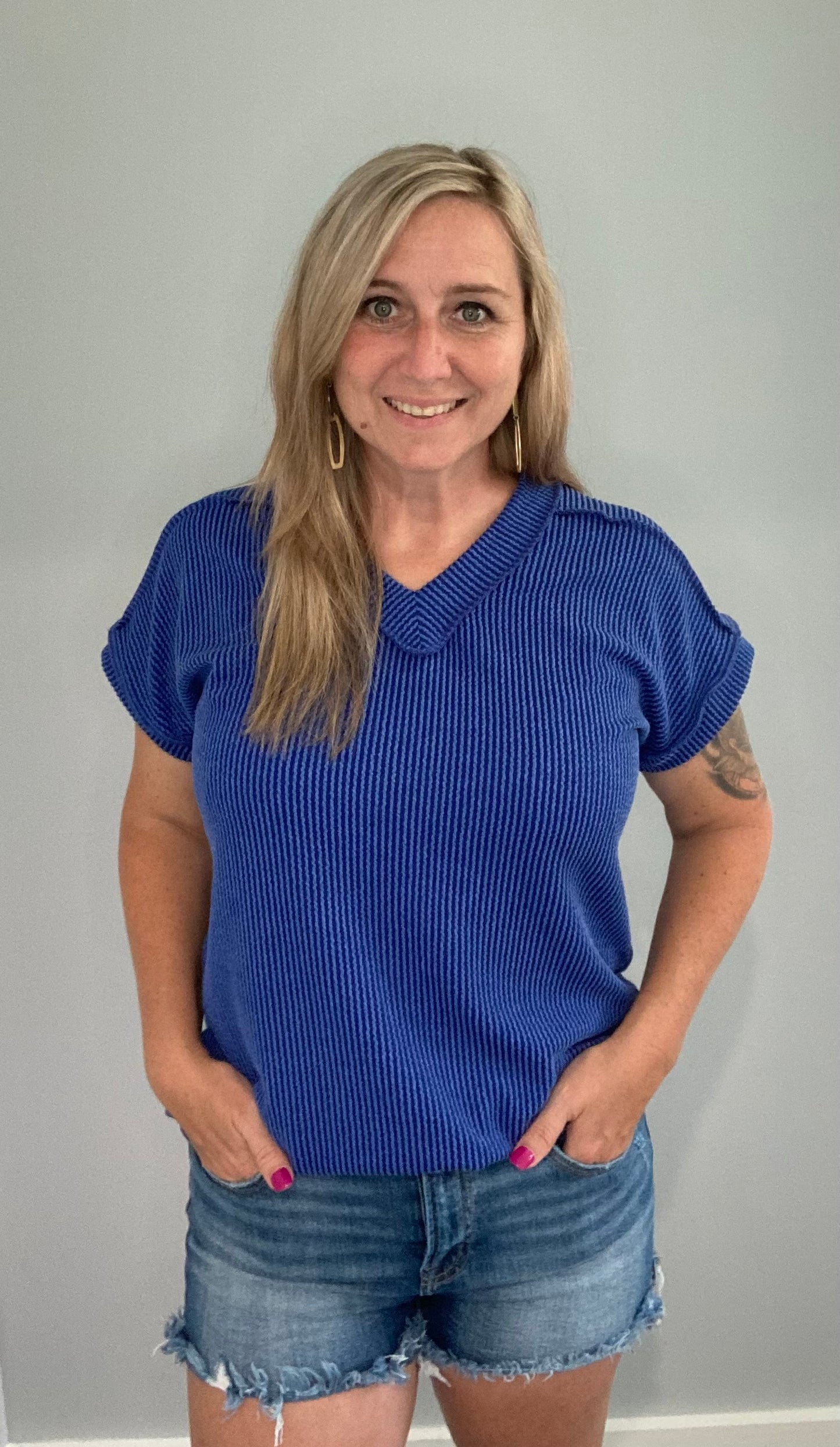 Royal Blue Ribbed Top