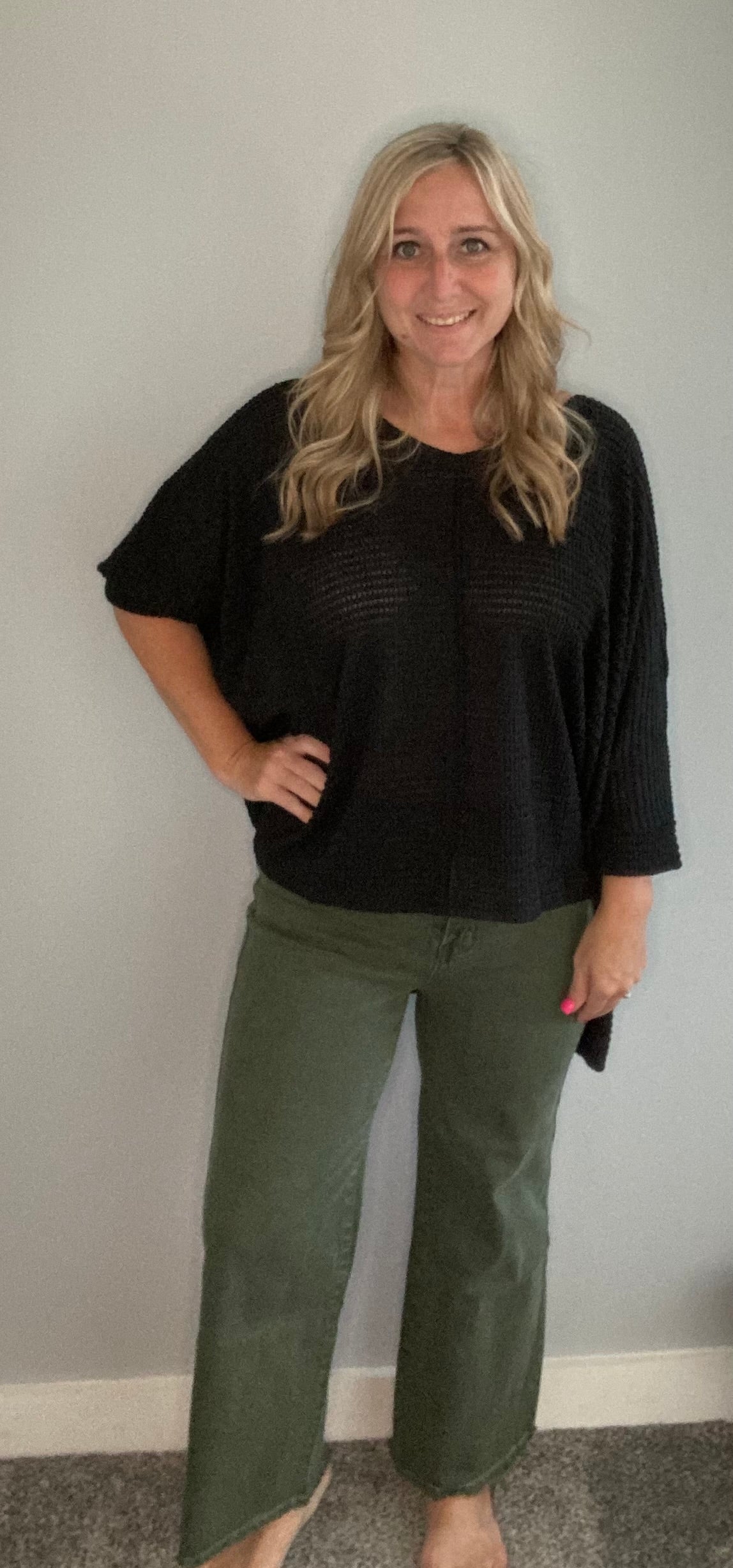Zenana Dark Olive Frayed Hem Pants
