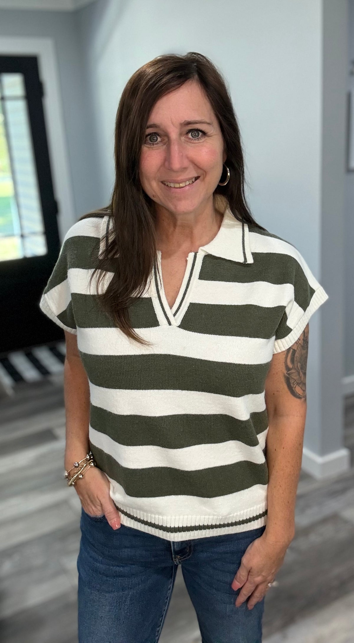 Olive Striped Sweater