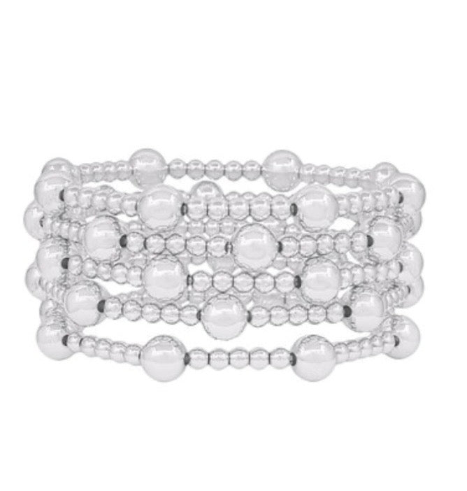 Silver Beaded 5 Row CCB Ball Bracelet