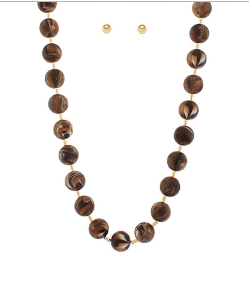 Round Acrylic Bead Necklace Set