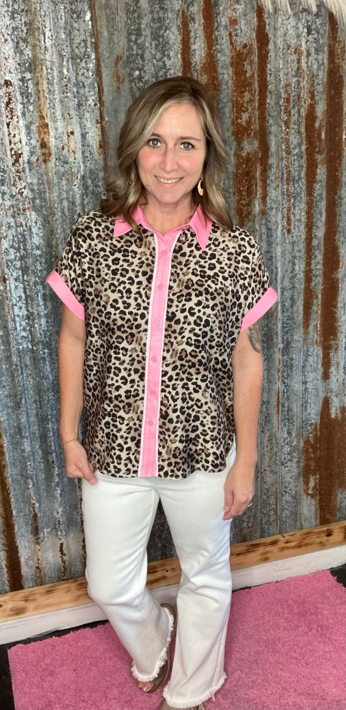 Pink Leopard Top