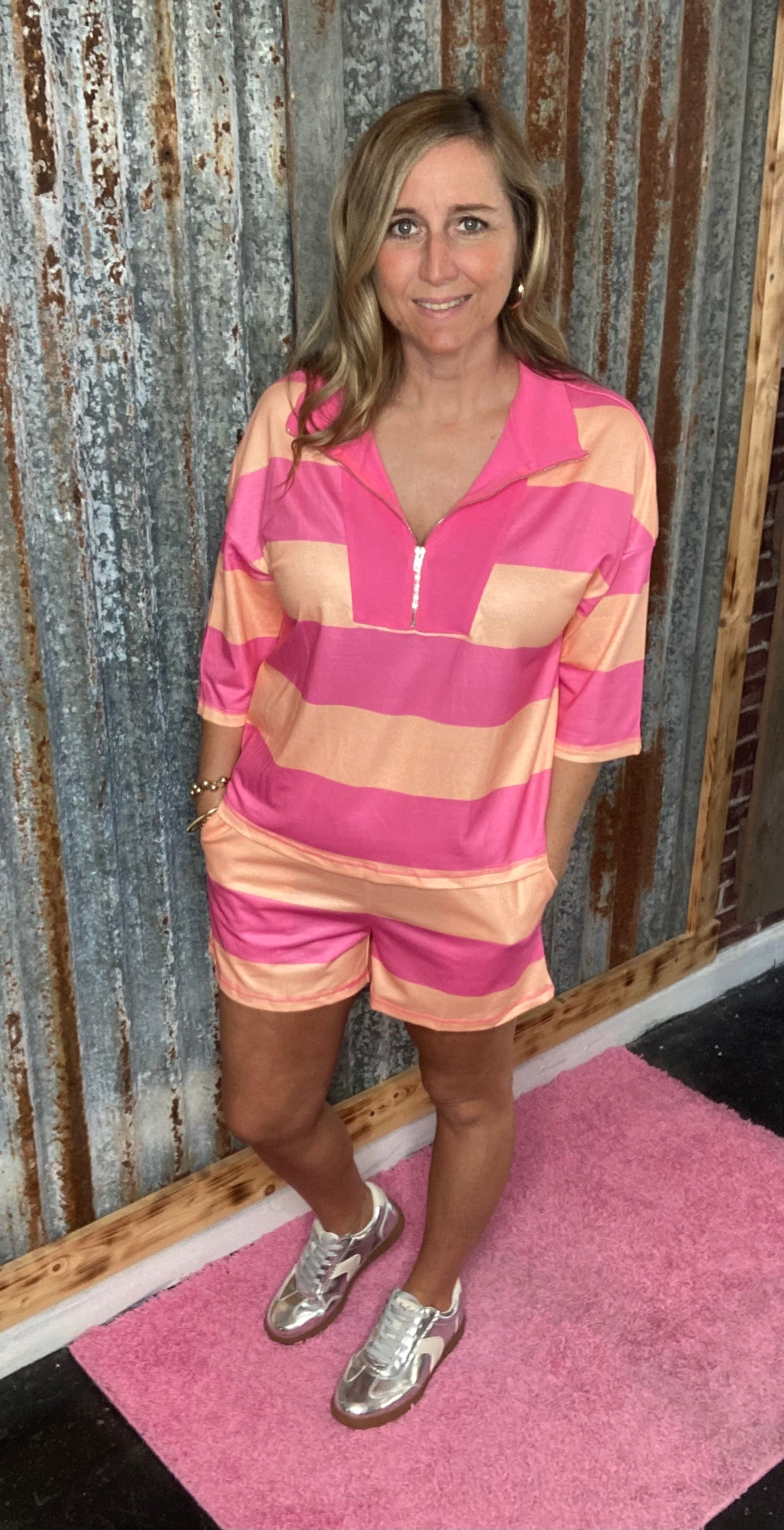 Pink Half Zip Set