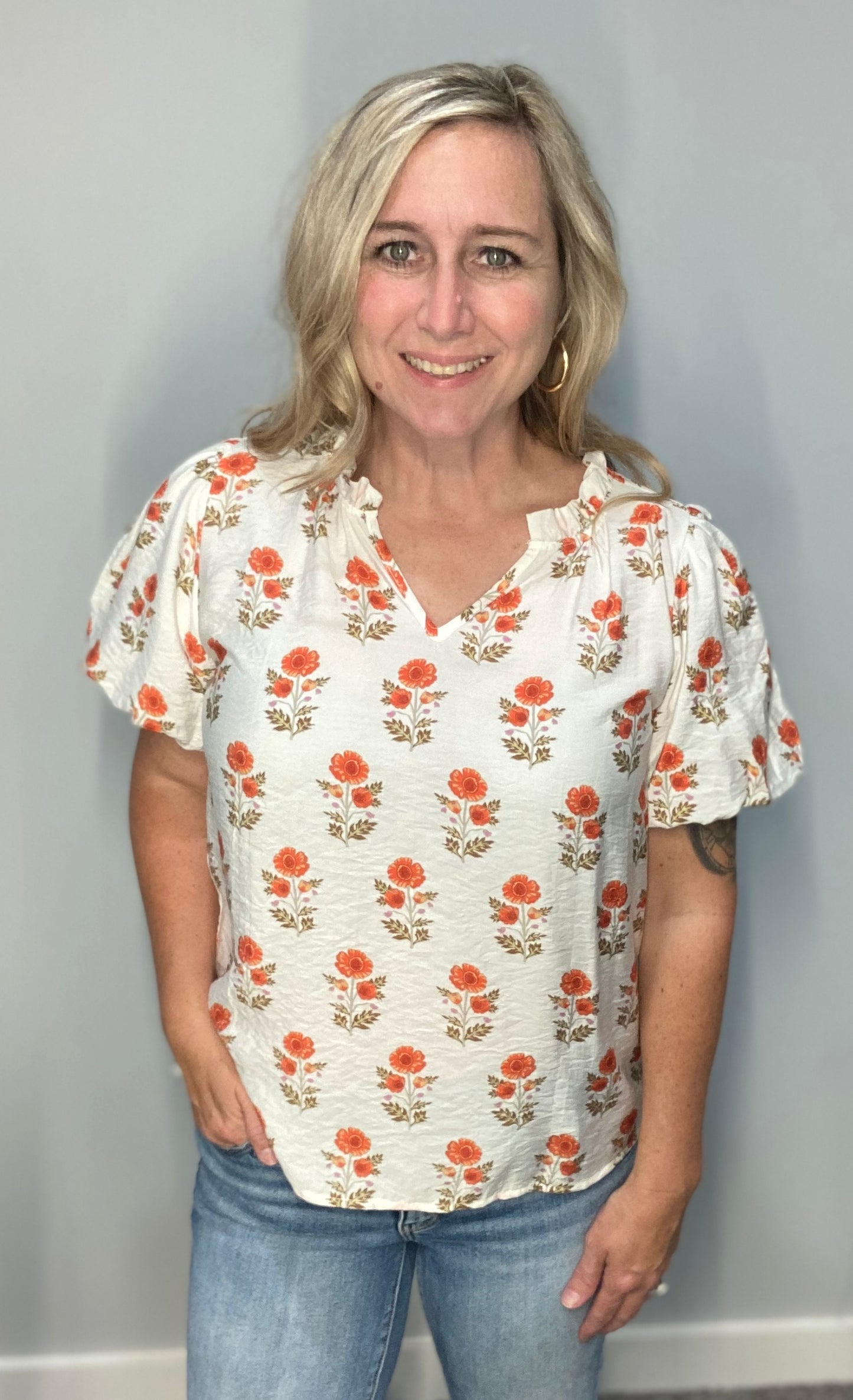 Floral Puff Sleeve Top