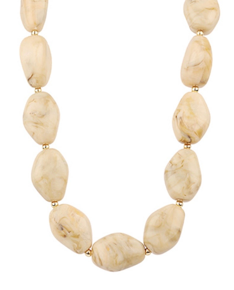 Natural/Gold Marble Stone CCB Ball Necklace