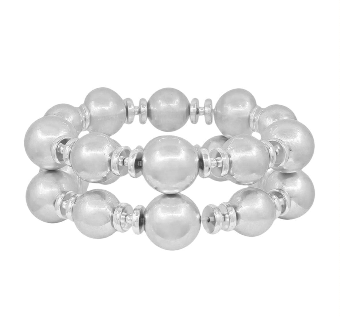 2 Row CCB Ball & Metal Disk Bracelet