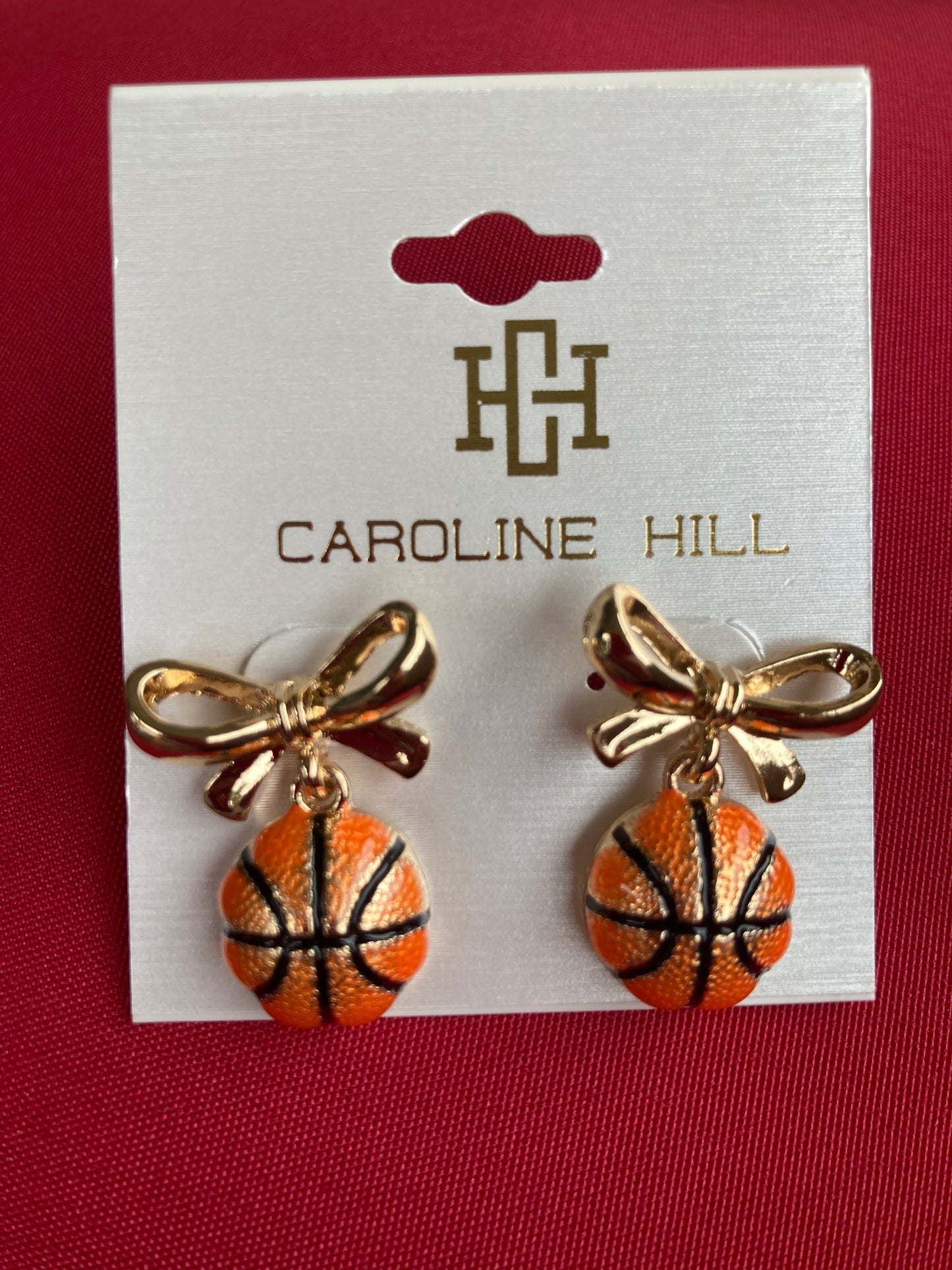 Sporty Bow Basketball Earrings