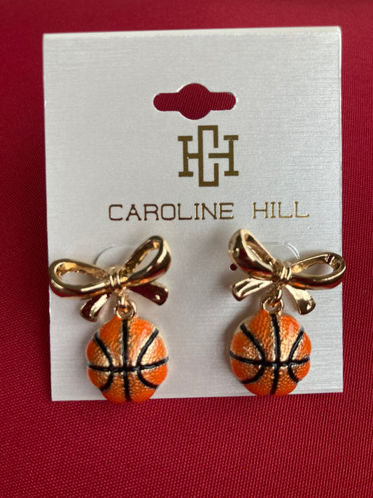 Sporty Bow Basketball Earrings