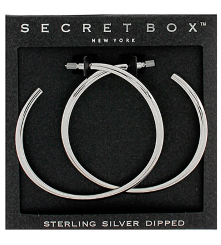 Rhodium Curved Bold Metal Hoops