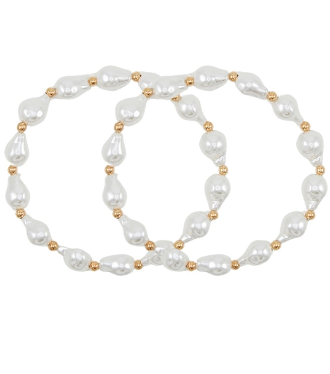 2 Row Baroque Pearl & CCB Ball Bracelet