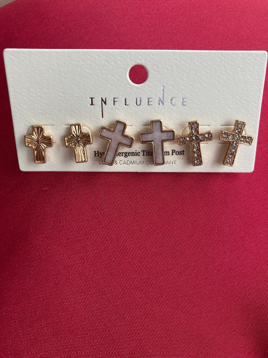 Gia Cross Earring Set