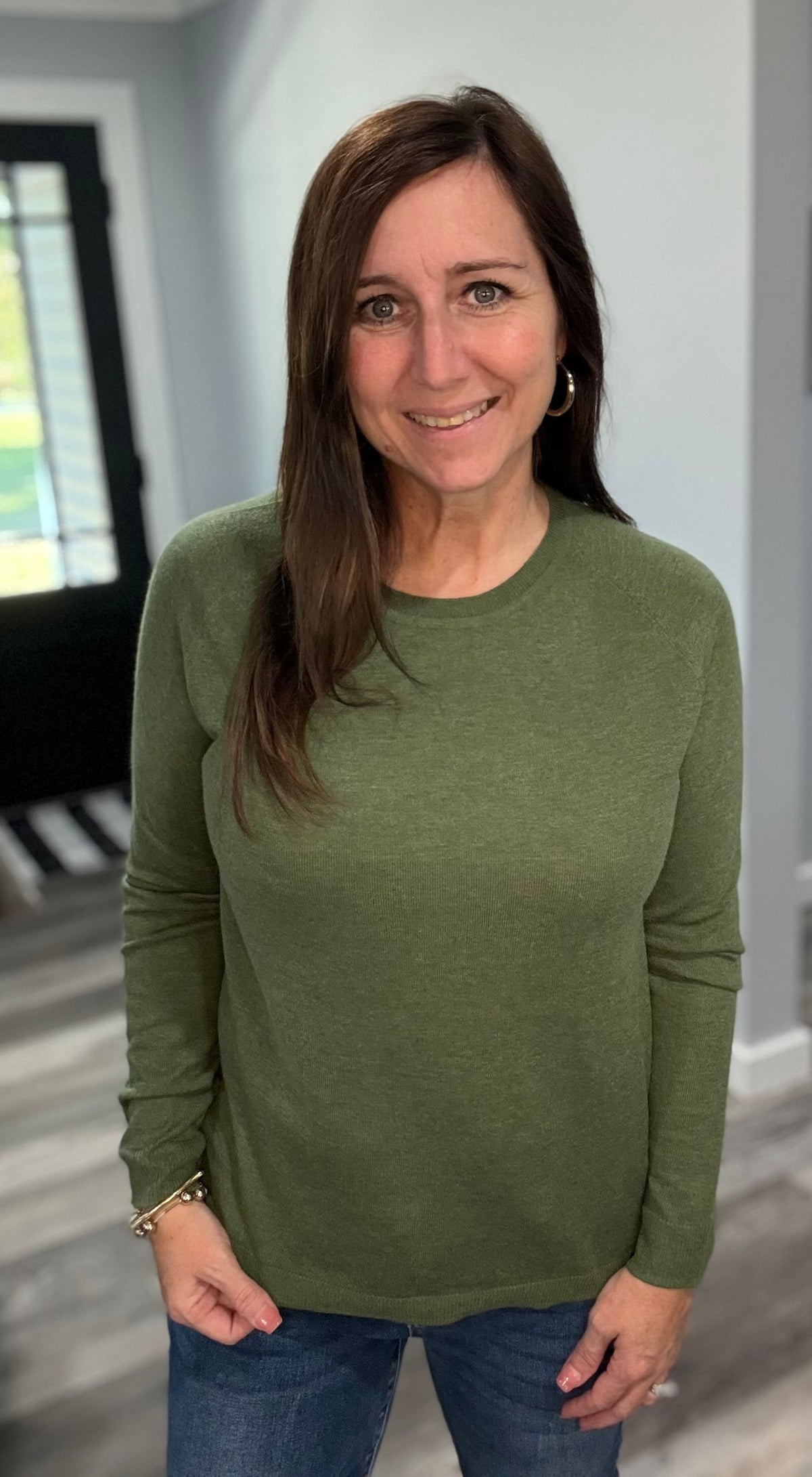 Olive Lightweight Wool Blend Sweater