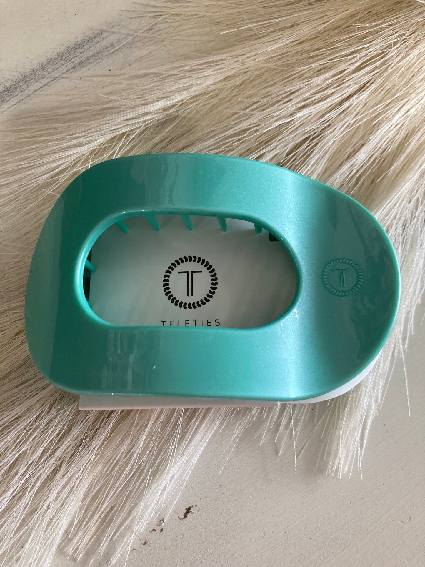 Large Totally Turquoise Round Flat Hair Clip