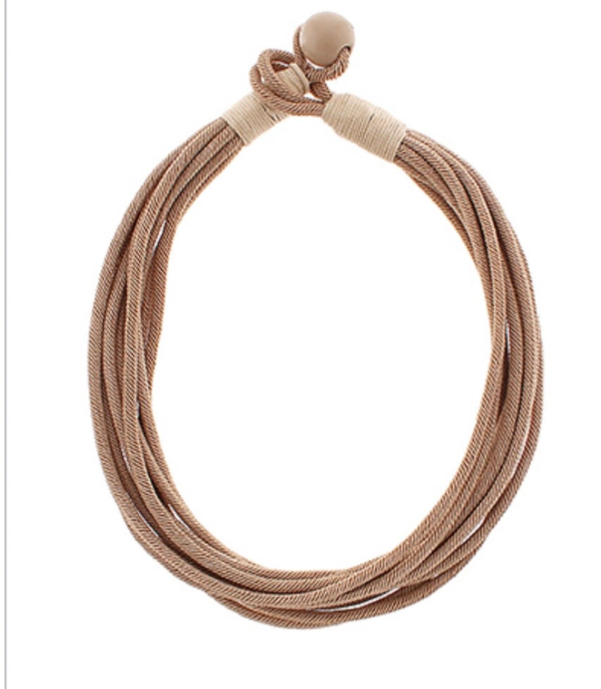 2MM Multi Layered Beige Rope Necklace