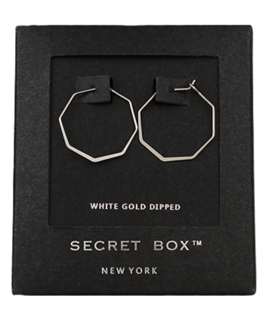 White/Gold 20mm Octagon Hoops