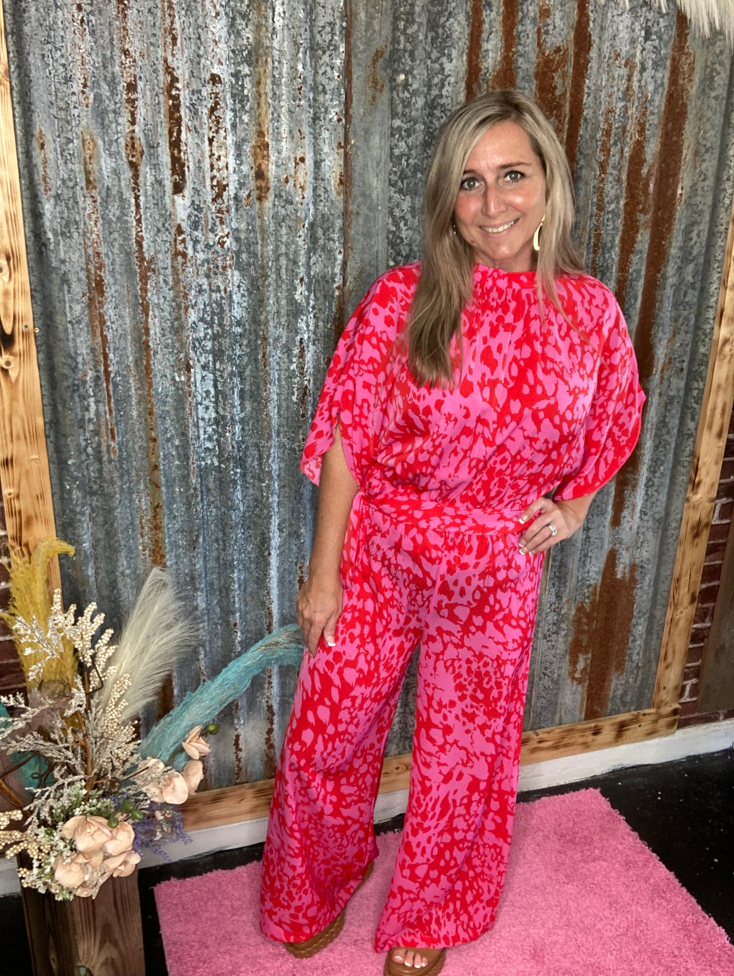 Pink Leopard Jumpsuit