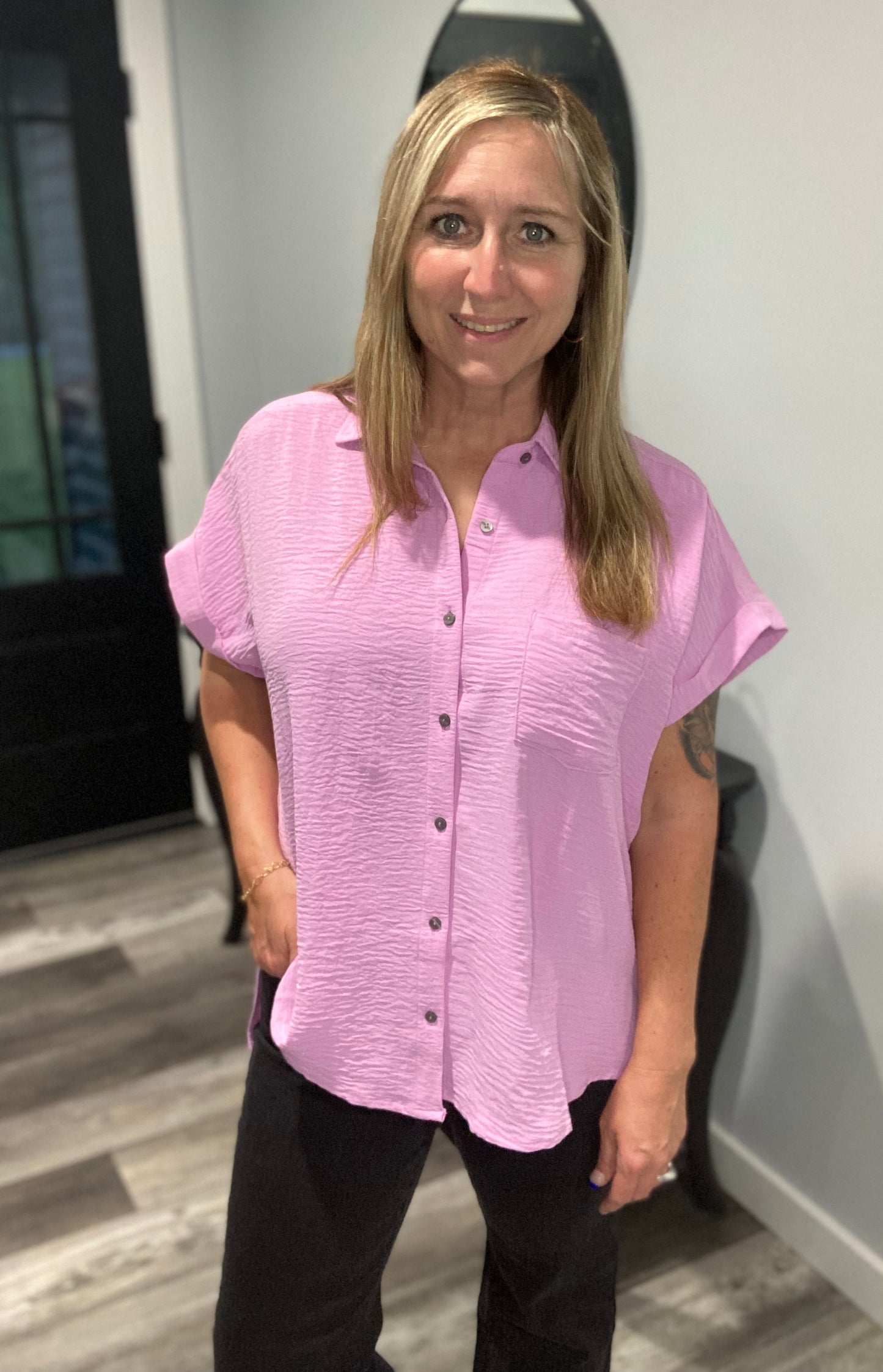 Mauve Buttondown Top
