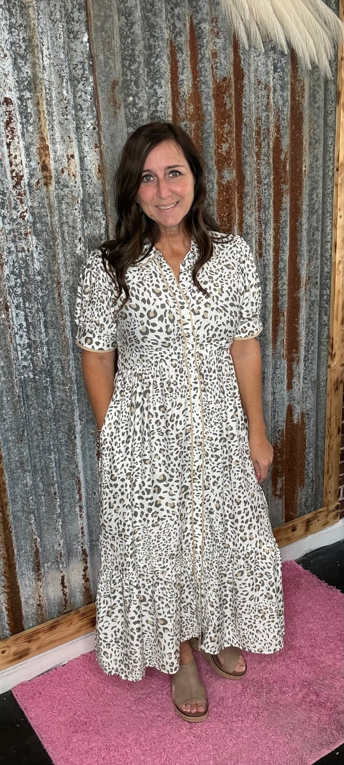 White Leopard Long Dress
