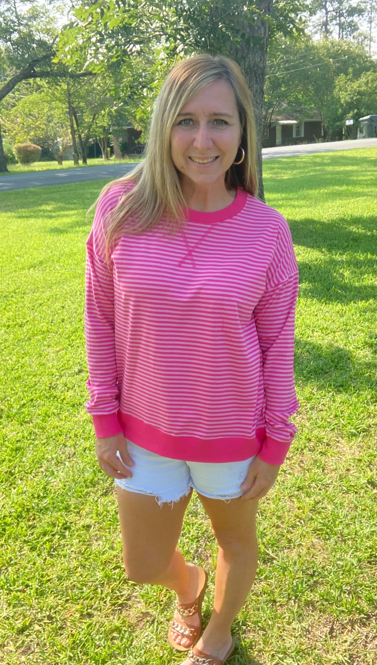 Candy Pink/Hot Pink Striped Pullover