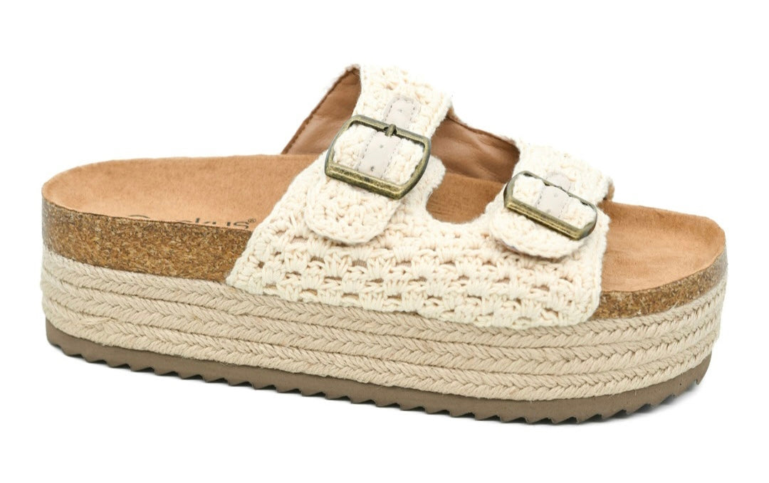 Corky’s Natural Woven Platform Sandals