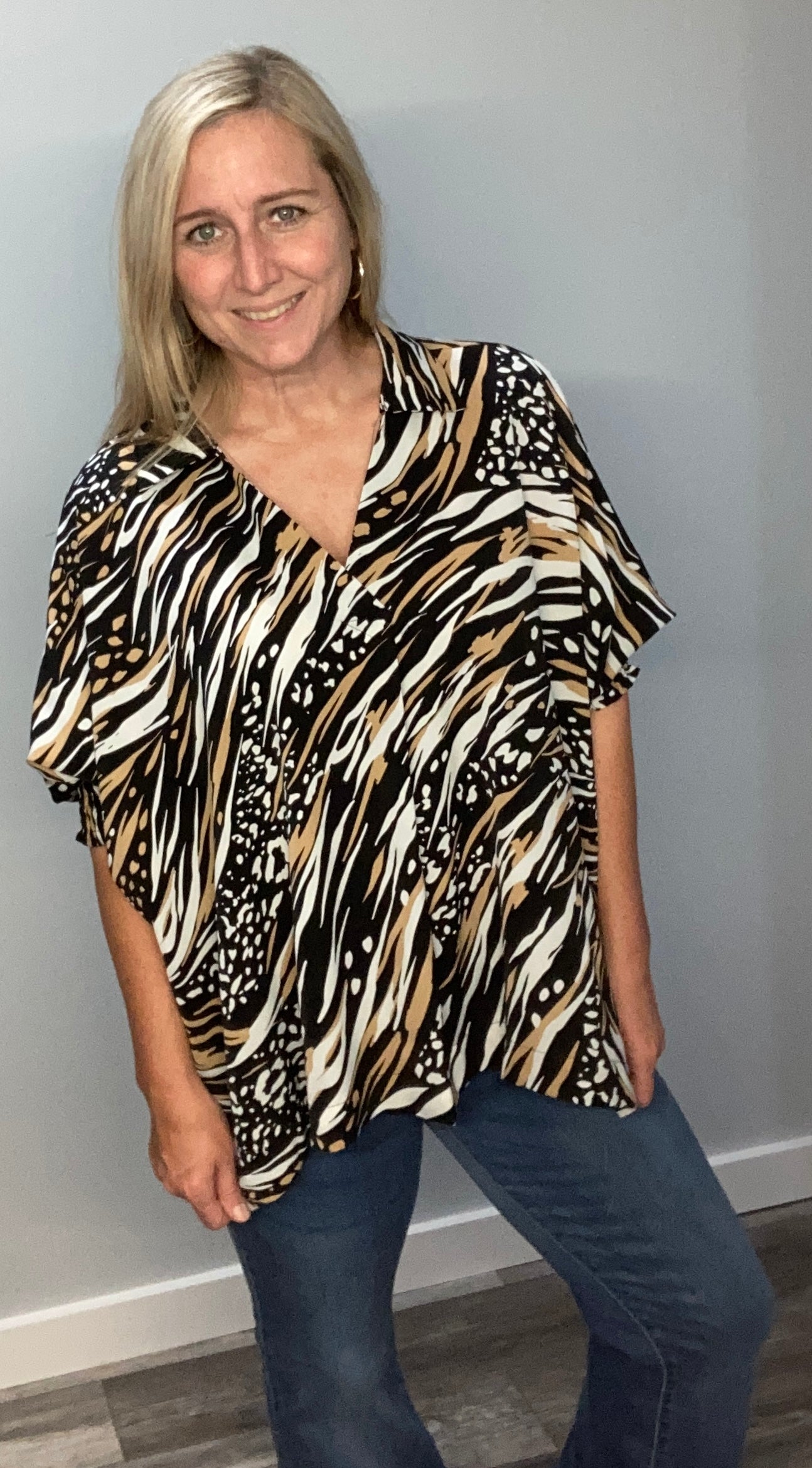 Black Animal Print Top