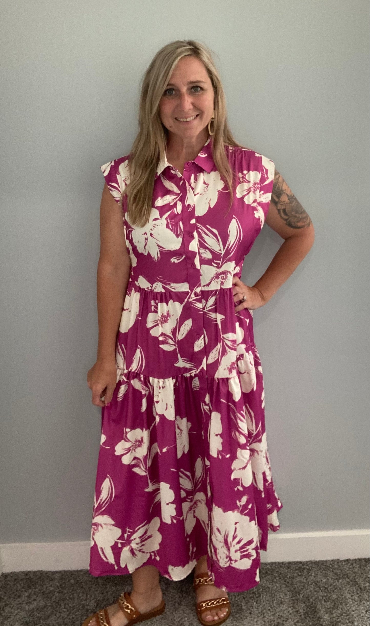 Raspberry Floral Dress