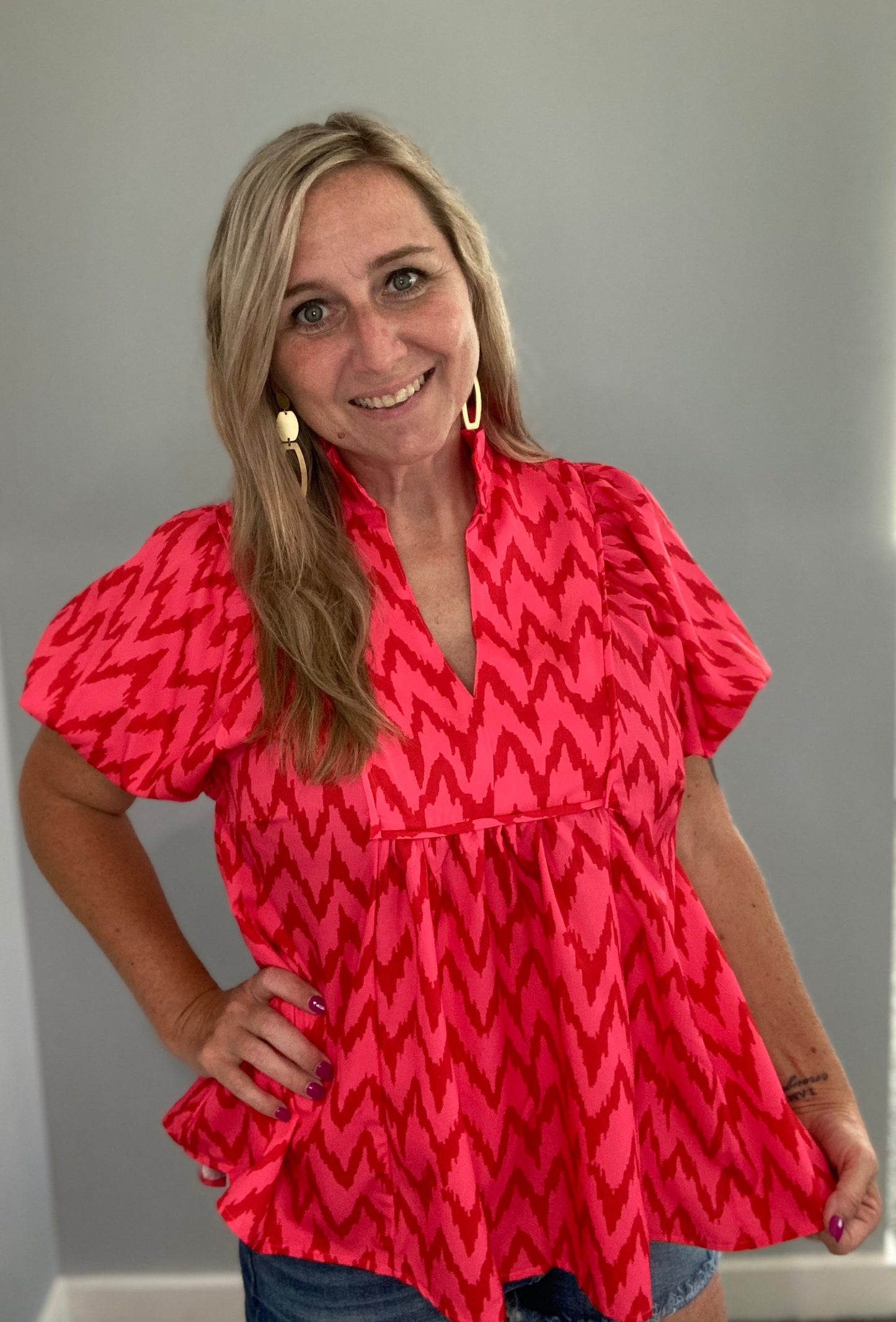 Hot Pink Collared Top