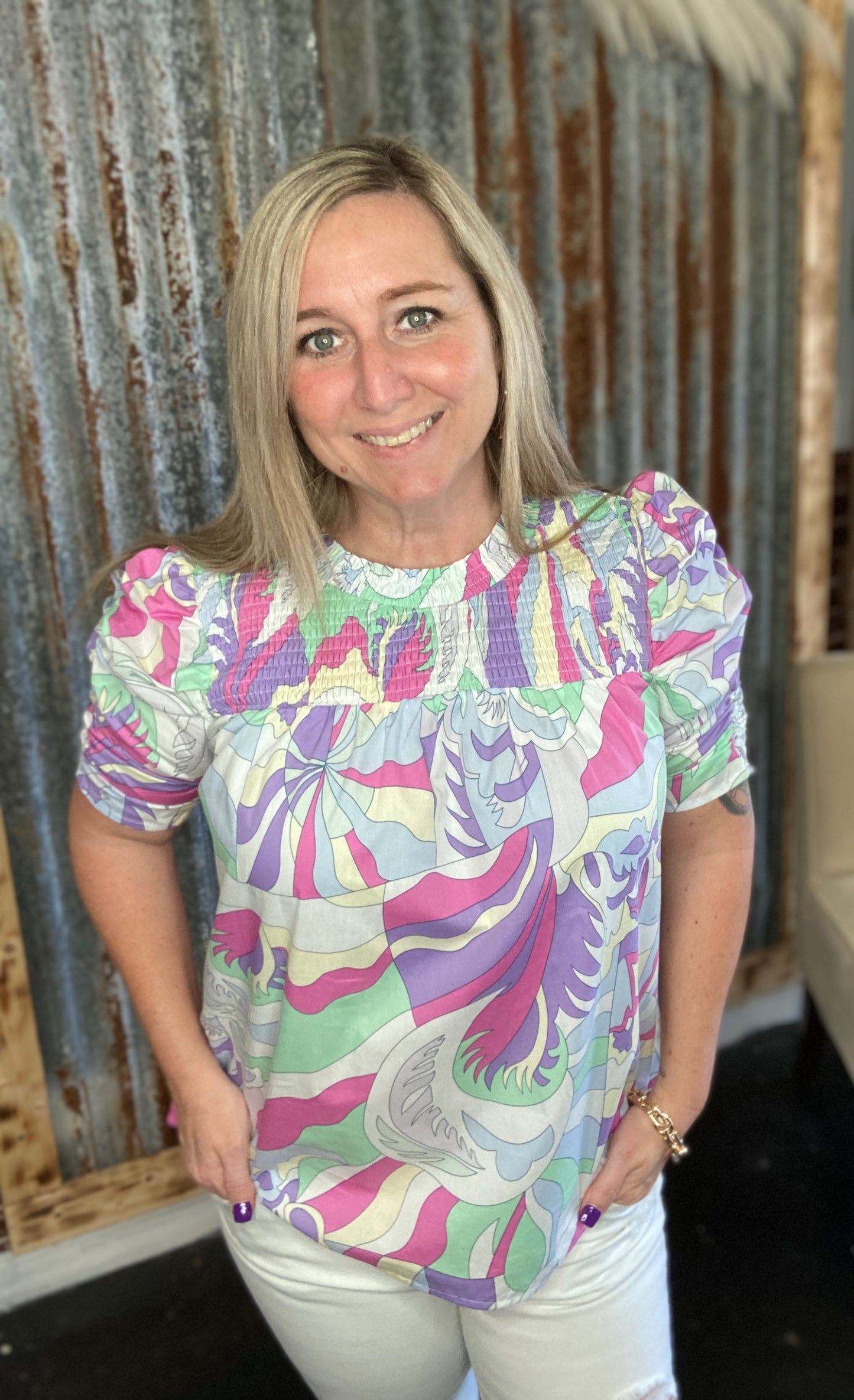 Pastel abstract top