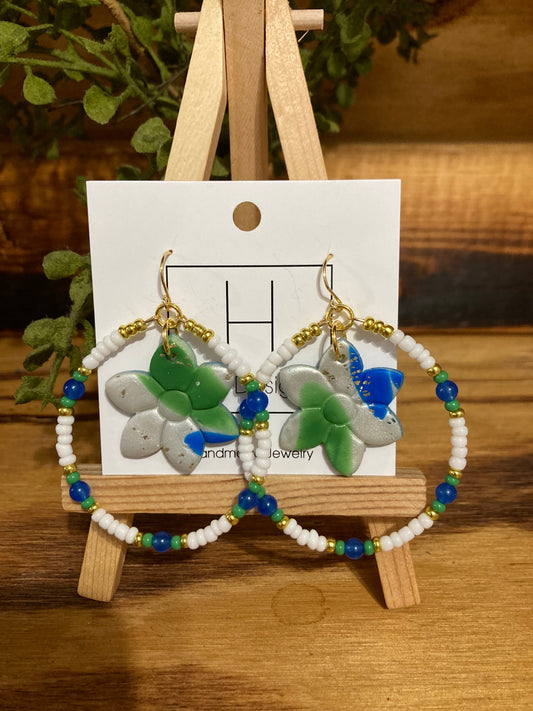 Blue/green flower hoop