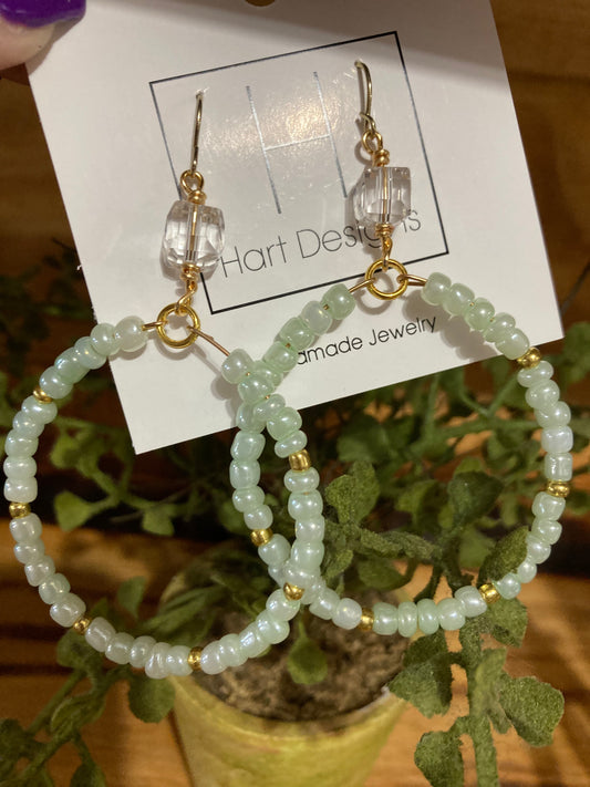 Seafoam green beaded earrings
