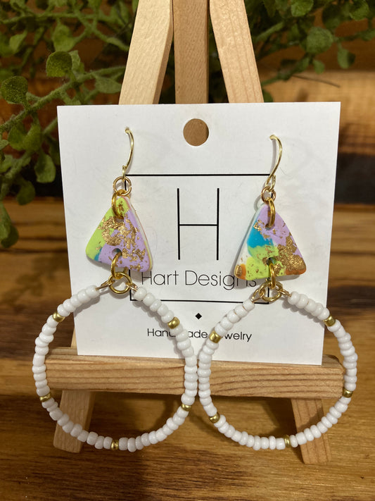 White beaded hoops