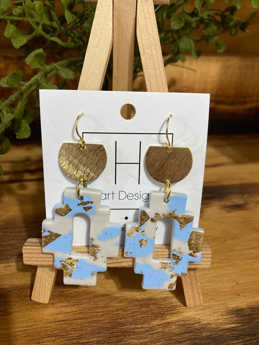 Blue and gold earrings