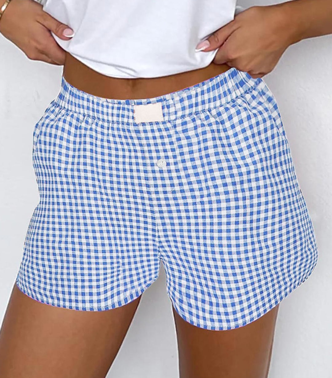 Blue Gingham Shorts