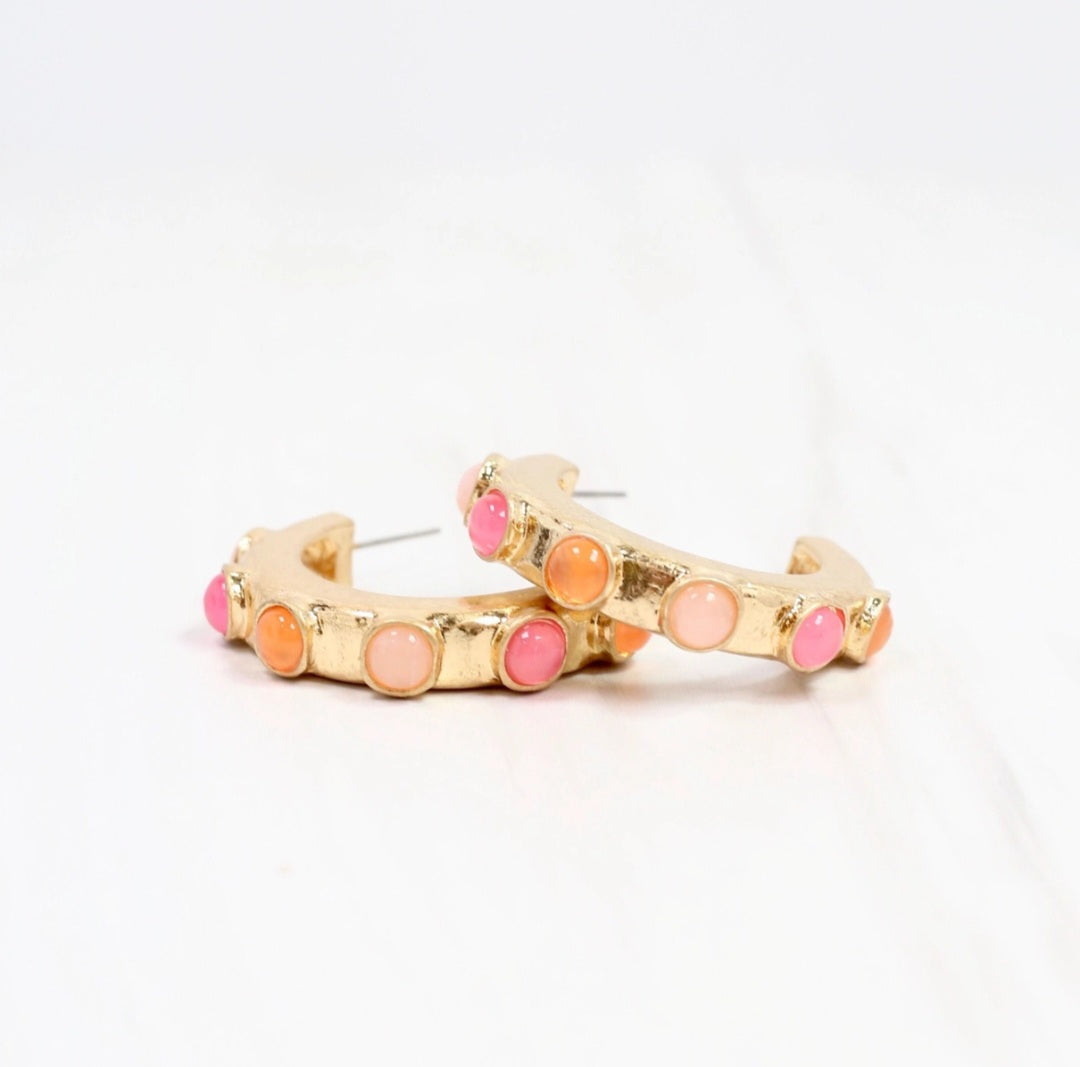 Really Regal Pink Stone Hoop