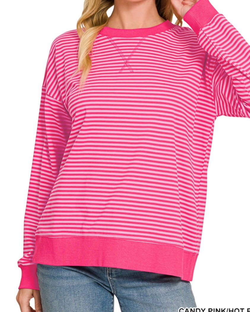 Candy Pink/Hot Pink Striped Pullover