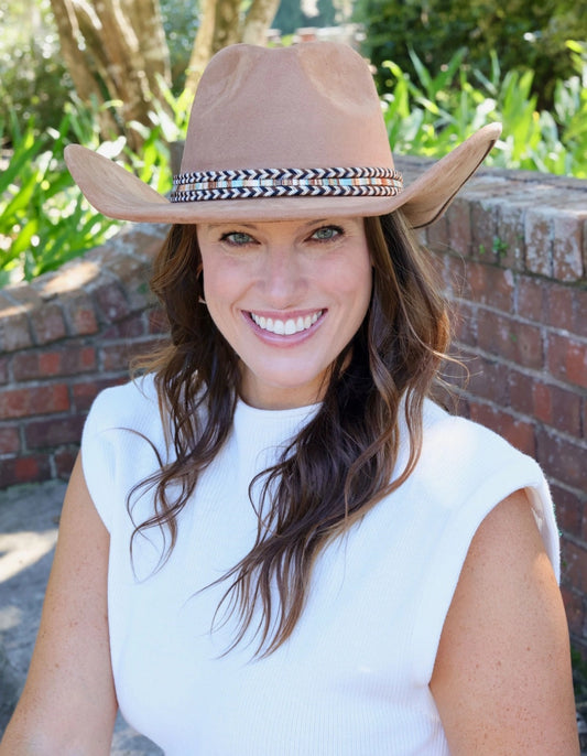 Rooney Brown Suede Feel Hat with Band