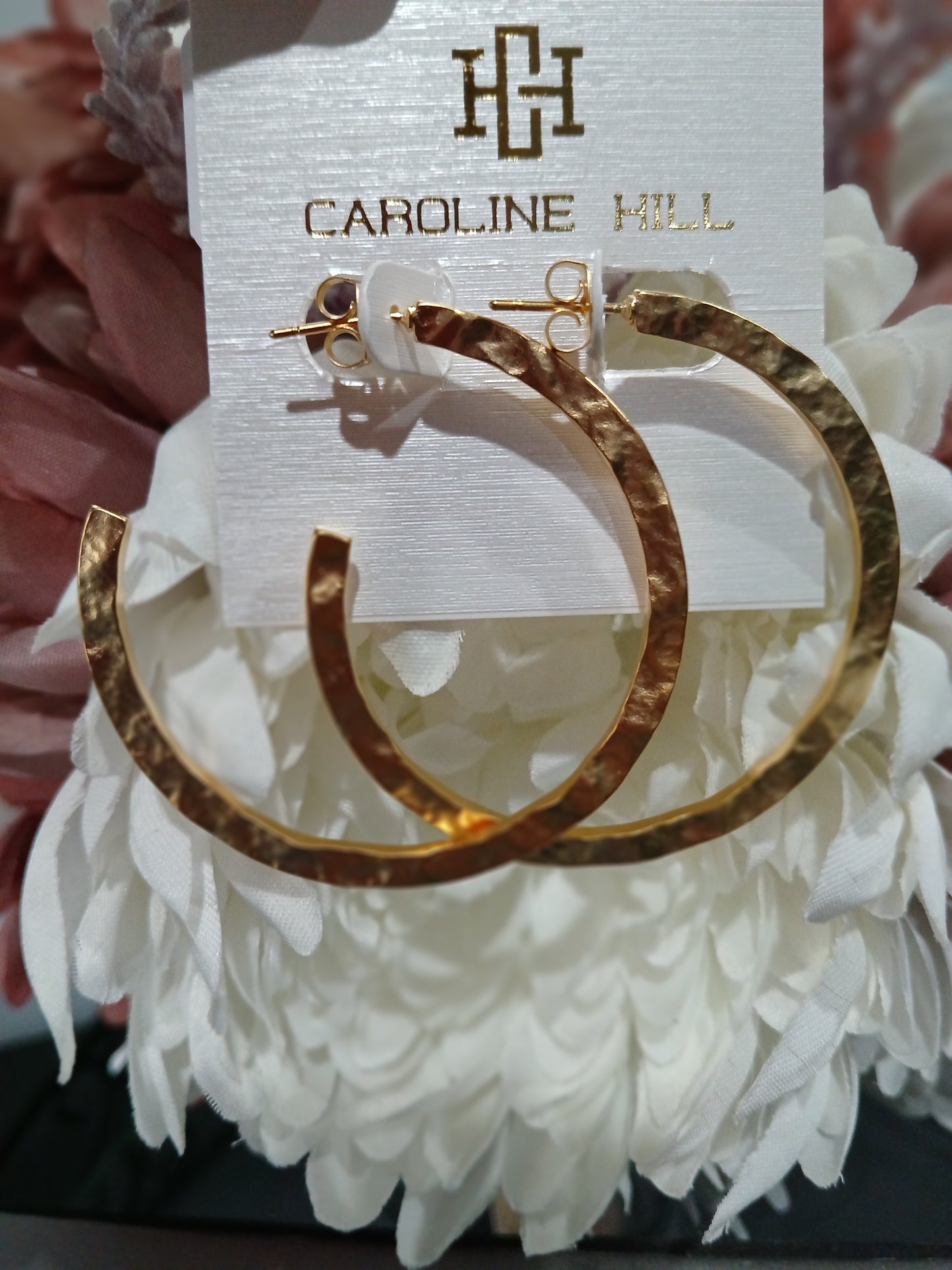 Lovett Hammered Hoop Matte Gold Earrings
