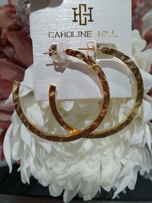 Lovett Hammered Hoop Matte Gold Earrings