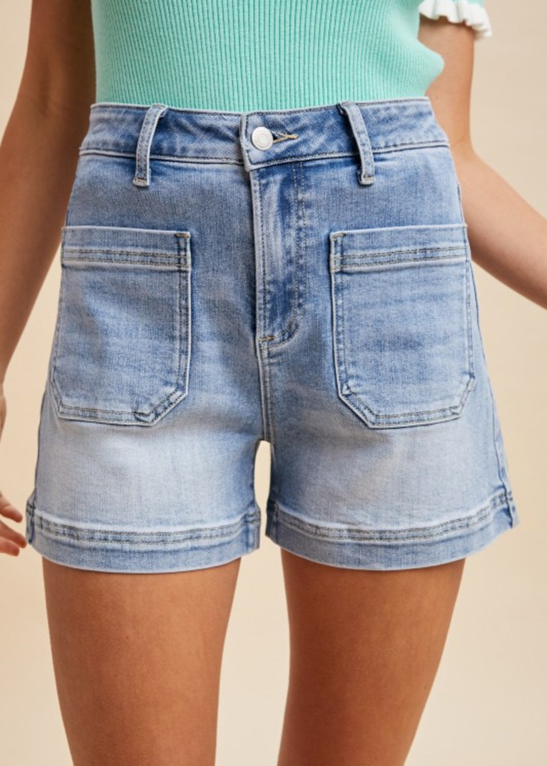 High Rise Front Pocket Shorts