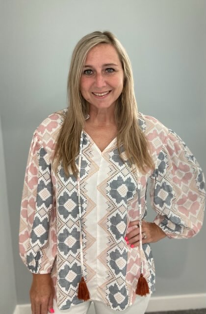 Geo Print Tassel Top