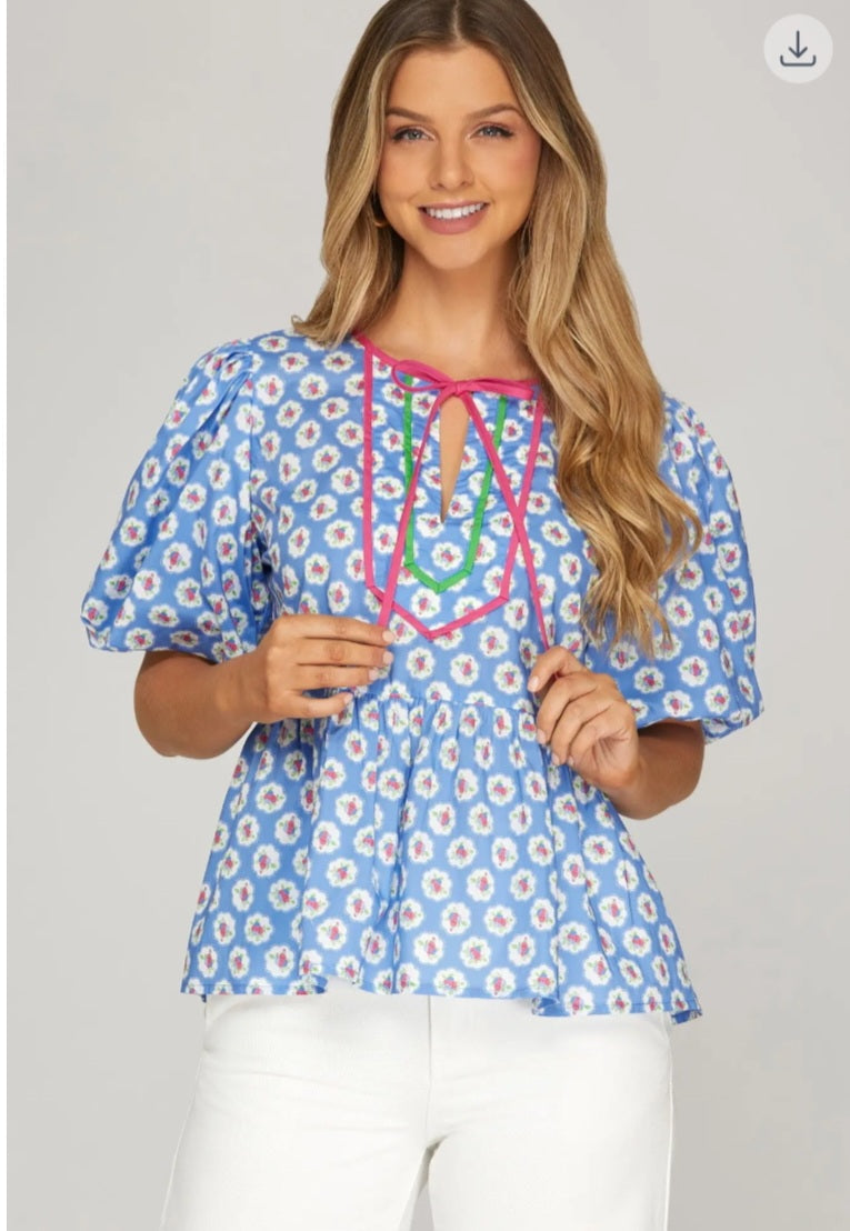Blue/pink Top