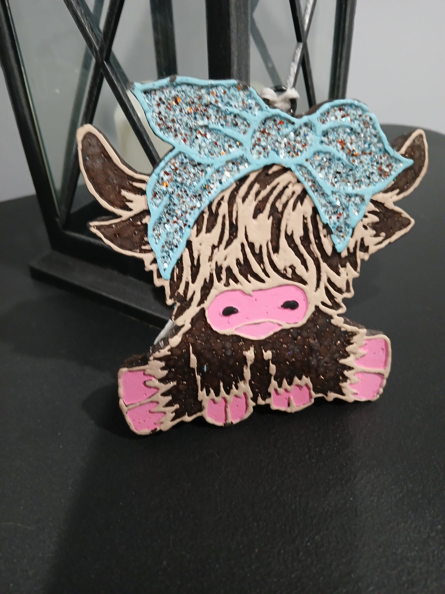 Cow with Blue Bow Freshie