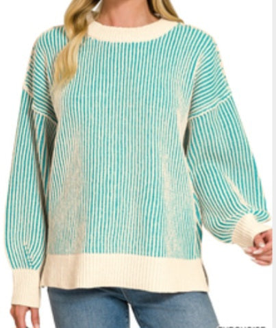Turquoise Two Toned Sweater