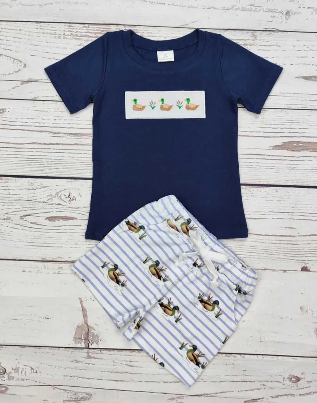 Boy Duck Appliqué Short Set