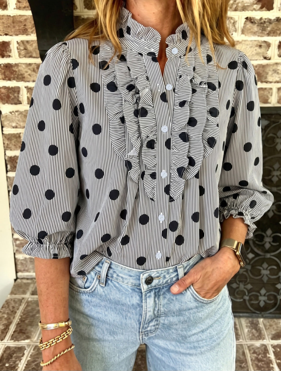Black Polka Dot Top