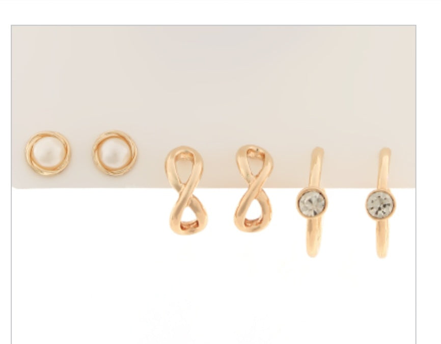 Multi Shaped Stud & Hoop Earring Set
